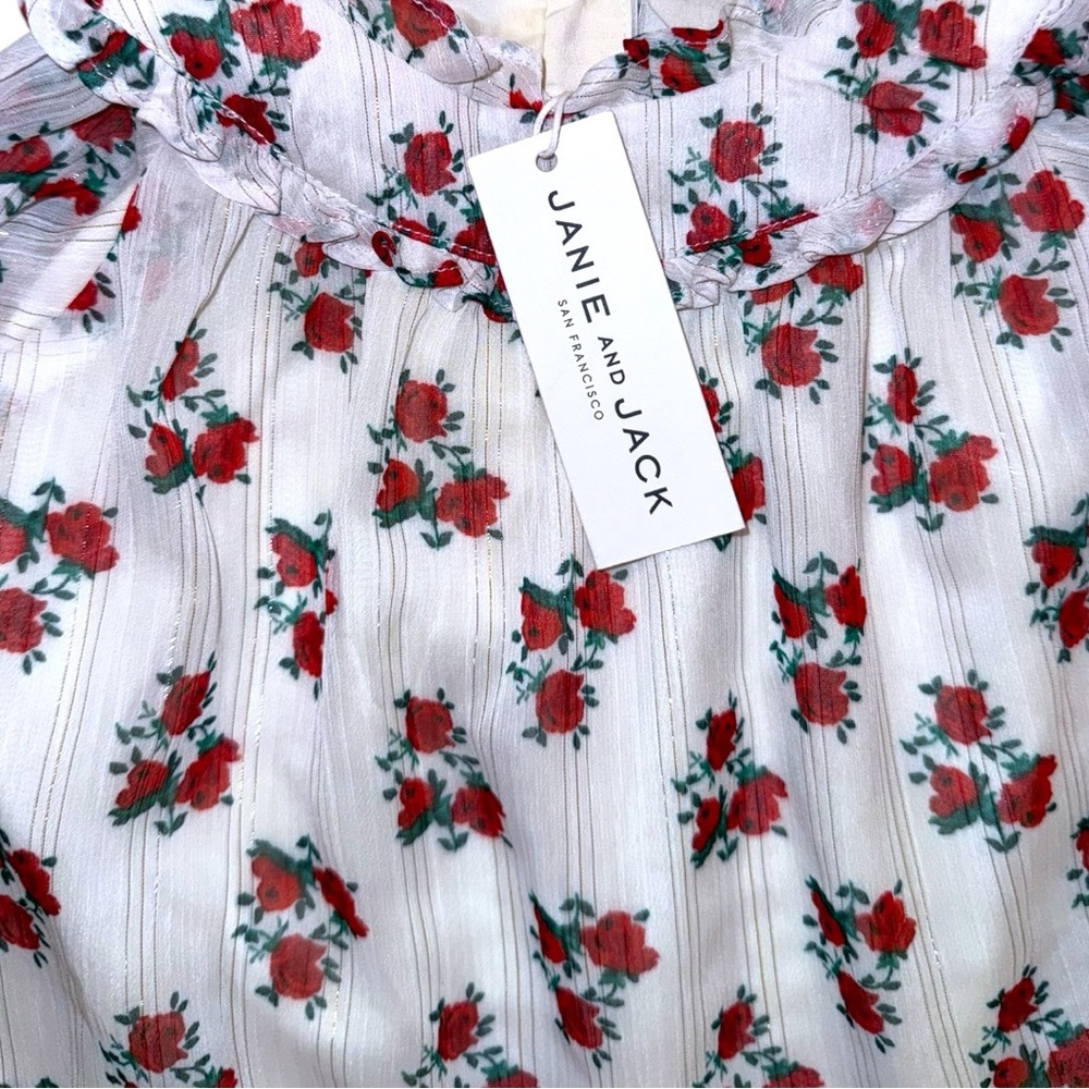 Janie and Jack 18–24 Months Floral Ruffle Blouse NWT Red Rose Top - Picture 7 of 10